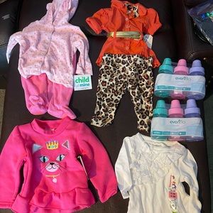 Brand NrenBaby girl clothes 0-3m & 6 bottles